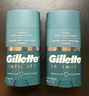 Lot Set of 2 Gillette Intimate Pubic Anti-Chafe Stick 1.7 Oz Each New! Men Women